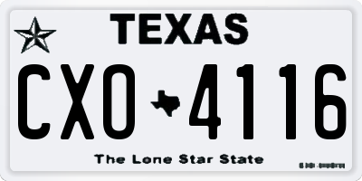 TX license plate CXO4116