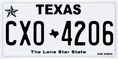 TX license plate CXO4206