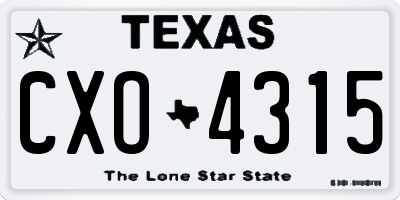TX license plate CXO4315