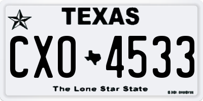 TX license plate CXO4533