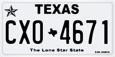 TX license plate CXO4671