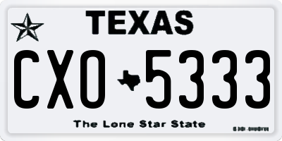 TX license plate CXO5333