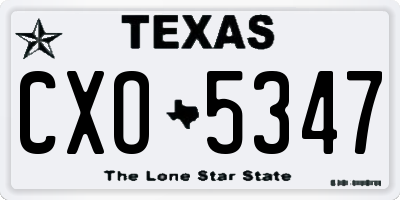 TX license plate CXO5347