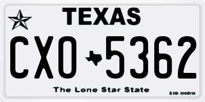 TX license plate CXO5362