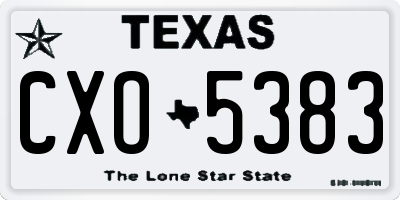 TX license plate CXO5383
