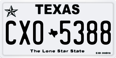 TX license plate CXO5388