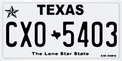 TX license plate CXO5403