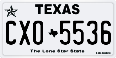 TX license plate CXO5536