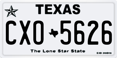 TX license plate CXO5626