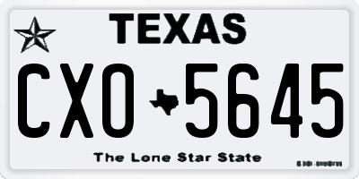 TX license plate CXO5645