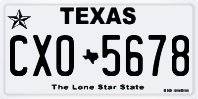 TX license plate CXO5678