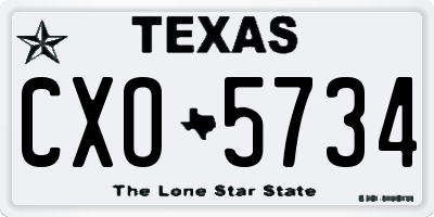 TX license plate CXO5734