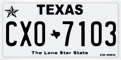 TX license plate CXO7103