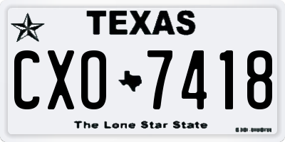 TX license plate CXO7418