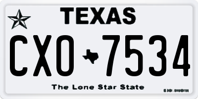 TX license plate CXO7534