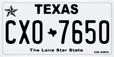 TX license plate CXO7650