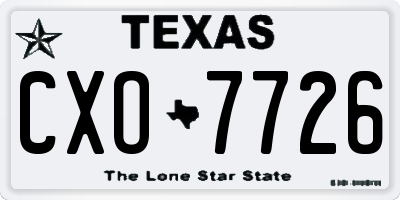 TX license plate CXO7726