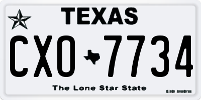 TX license plate CXO7734