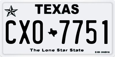 TX license plate CXO7751