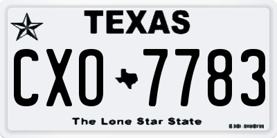 TX license plate CXO7783