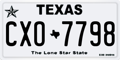 TX license plate CXO7798