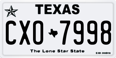 TX license plate CXO7998