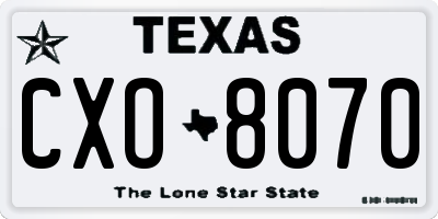 TX license plate CXO8070