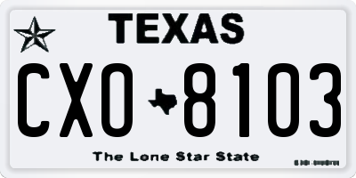 TX license plate CXO8103