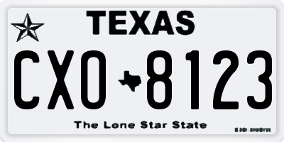 TX license plate CXO8123