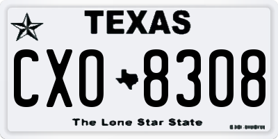 TX license plate CXO8308