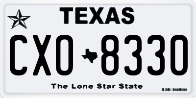 TX license plate CXO8330