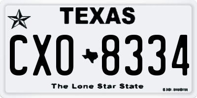 TX license plate CXO8334