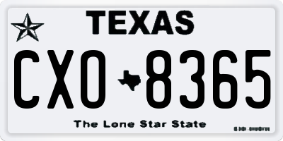 TX license plate CXO8365