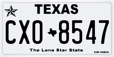 TX license plate CXO8547