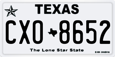 TX license plate CXO8652