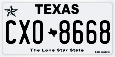 TX license plate CXO8668