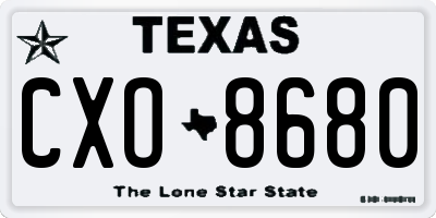 TX license plate CXO8680