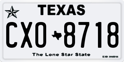 TX license plate CXO8718