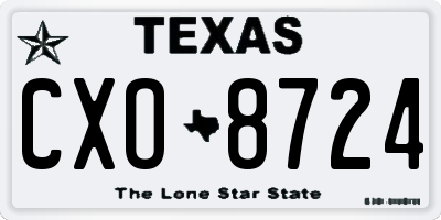 TX license plate CXO8724