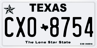 TX license plate CXO8754