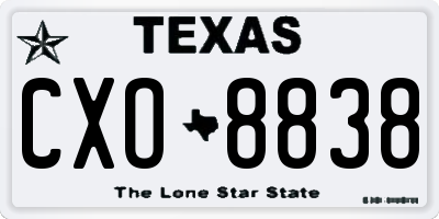 TX license plate CXO8838
