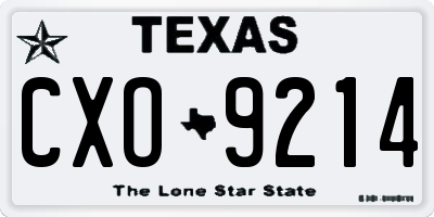 TX license plate CXO9214