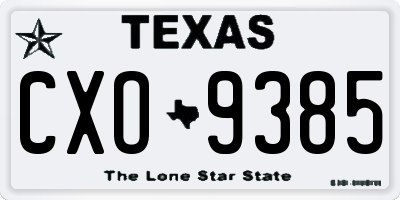 TX license plate CXO9385