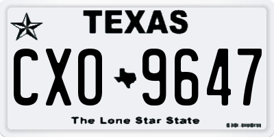 TX license plate CXO9647
