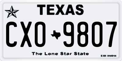 TX license plate CXO9807