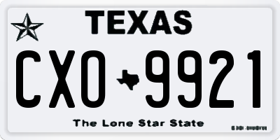 TX license plate CXO9921