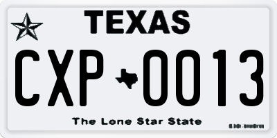 TX license plate CXP0013
