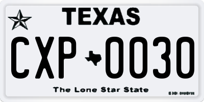 TX license plate CXP0030