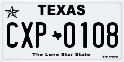 TX license plate CXP0108