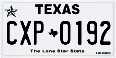 TX license plate CXP0192